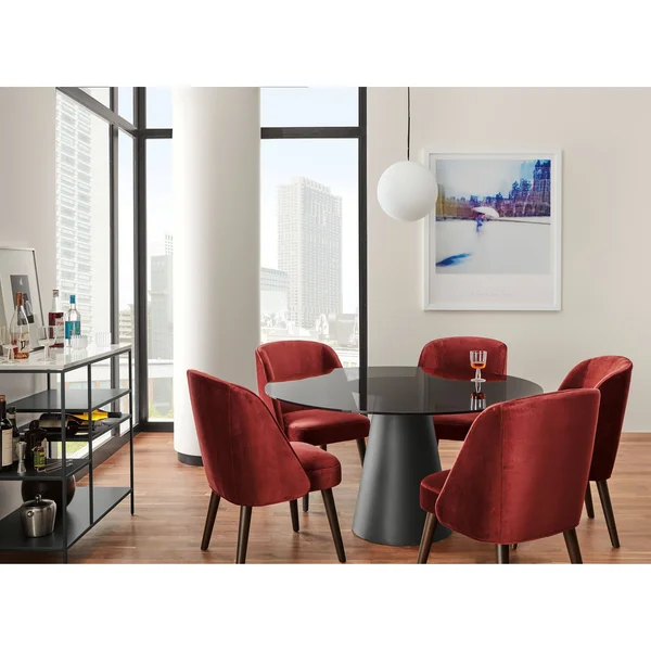 Room & Board - Modern Cora Side Chair in Declan Natural w/ Charcoal Legs White Brown - Performance Fabric