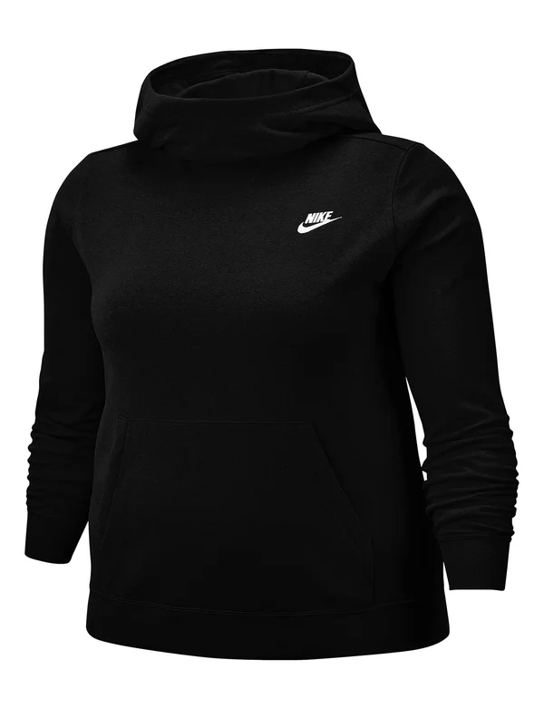 Nike Plus Size Fleece Funnel Neck Hoodie - Black/White - 2x