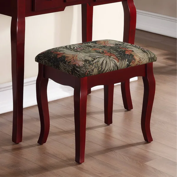 Ashley Wood Cherry Makeup Vanity Table and Stool Set - Brown