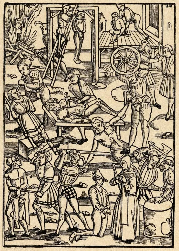 Torture & Execution Methods in The Middle Ages from Sveriges Historia by Otto Sjogren Published Malmo 1938 Poster Print 24 x