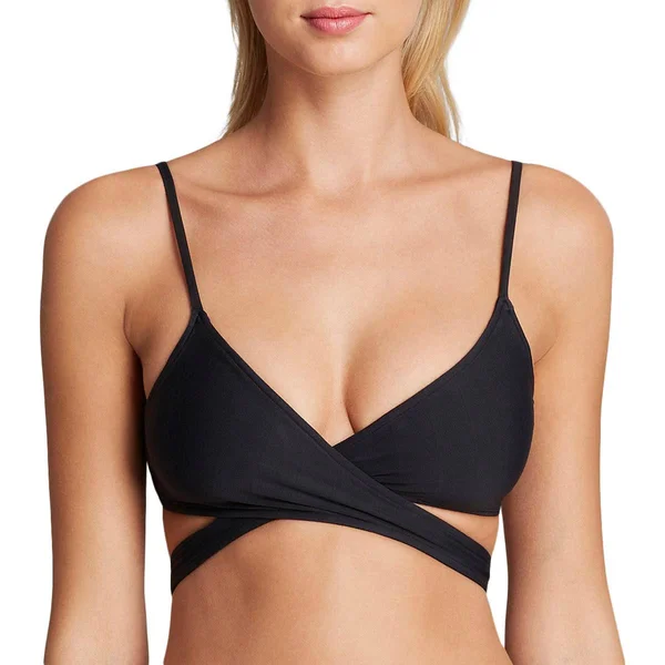 L*Space Swimwear Black Sweet & Chic Chloe Wrap Bikini Top (D - Xl) $79 Nwt