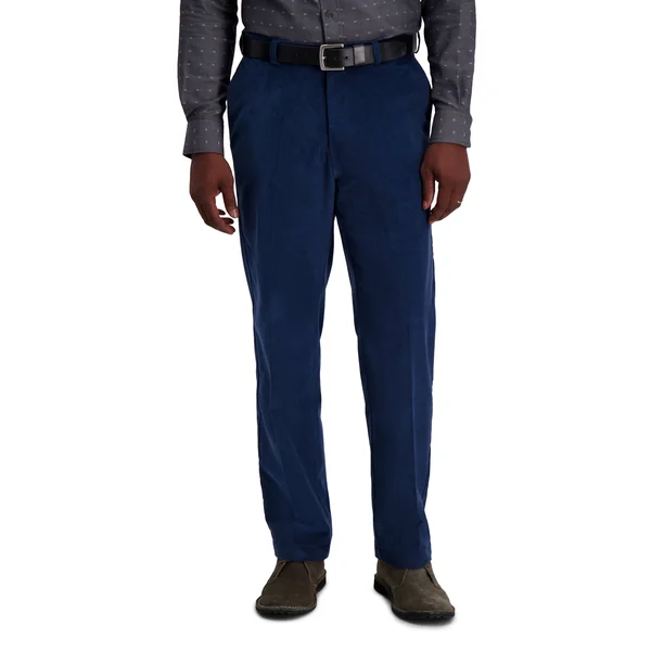 Haggar Mens Stretch Corduroy Expandable Waist Classic Fit Pant - Men's, Size: 36W x 34L, Blue