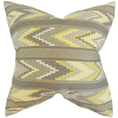 The Pillow Collection Amadis Geometric Cotton Throw Pillow - Yellow