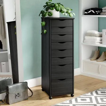 Rebrilliant Case 8 Drawer Rolling Storage Chest - Black