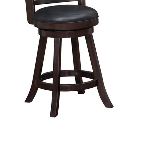 Swivel Counter Stool with Leatherette SEAT - Set of 2, Brown and Black
