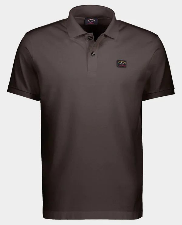 Paul & Shark Organic Cotton Piqué Polo with Iconic Badge - Brown