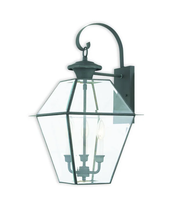 Livex Lighting 2381-61 Westover 3 Light Outdoor Wall Lantern, Charcoal