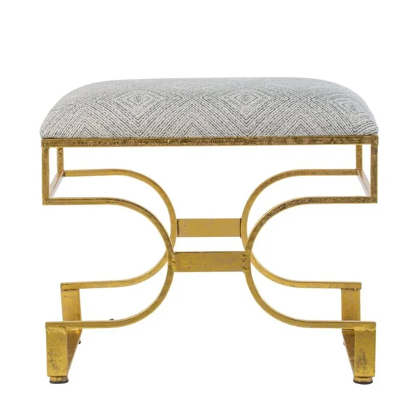 23.5x22 Gold Classic Vintage Style Upholstered Rectangular Bench