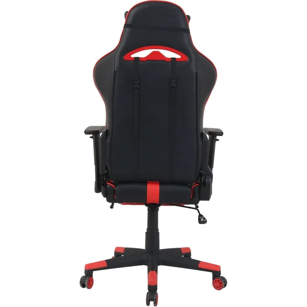 Lorell Foldable Footrest High-Back Gaming Chair, Red/Black