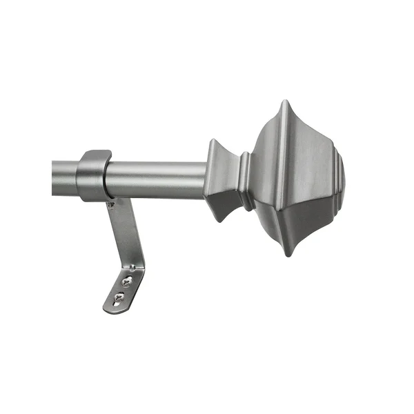Decopolitan Square Curtain Rod Set, Silver, 42-120
