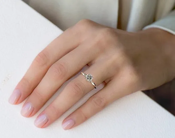 Classic Knife-Edge Solitaire Engagement Ring in 18K White Gold 2mm Width Band (Setting Price)