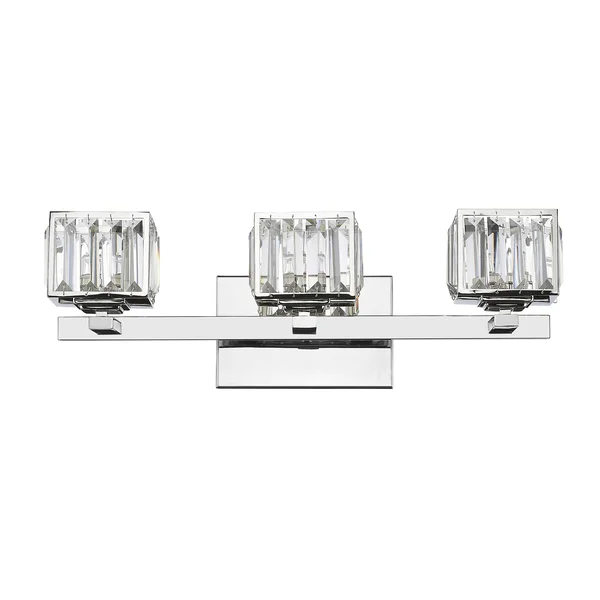 Chloe Lighting Trilluminate Contemporary 3 Light Chrome Finish Crystal Globe Bath Vanity Wall Fixture 21x22 Wide