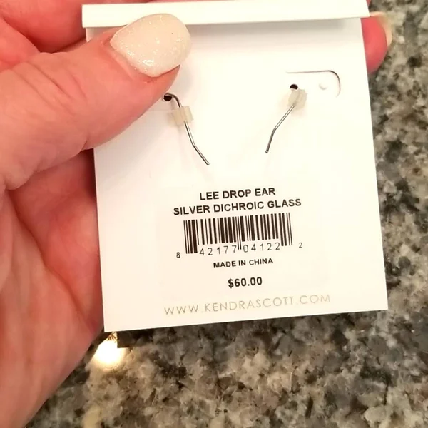 Kendra Scott Lee Silver Drop Earrings - Dichroic Glass