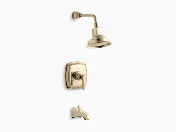Kohler TS16225-4-AF Margaux Rite-Temp Bath and Shower Valve Trim with Lever Handle, NPT Spout and 2.5 GPM Showerhead - Vibrant F