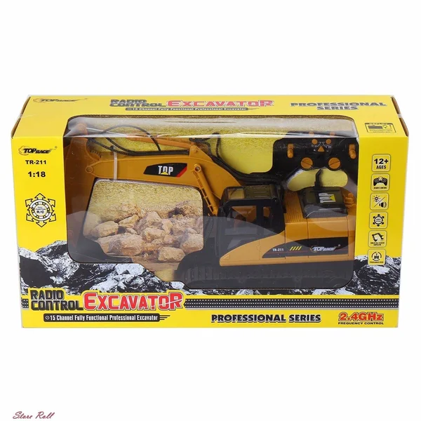 Top Race 15 Channel Full Functional Remote Control Excavator Construction Toy