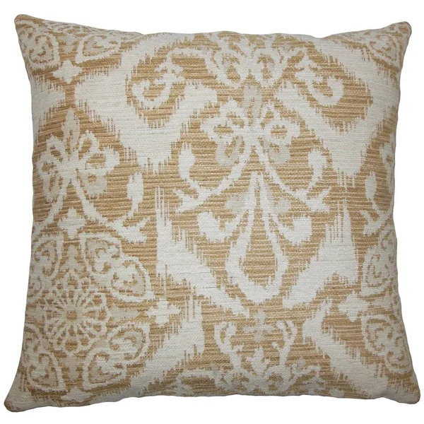 The Pillow Collection Ingalill Ikat Euro Sham Sandstone, Size: Queen Sham