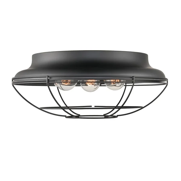 Millennium Lighting Metal 3 Light Flush Mount Lighting- Matte Black - 5387-MB