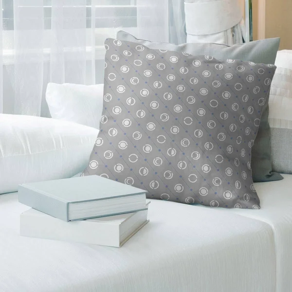 Gray with Cool Accent Moon Phases Throw Pillow - 20 x 20 - Blue Accent - Cotton