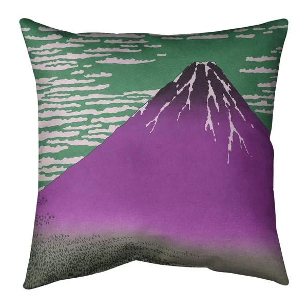 Porch & den Katsushika Hokusai &Fine Wind Clear Morning& Throw Pillow - 18 x 18 - Red & Blue - Faux Suede