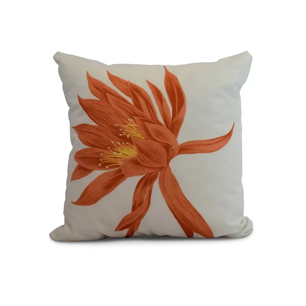 Contemporary Home Living 16” Orange Floral Decorative Indoor Throw Pillow with Hojaver Design - Down Alternative Filler