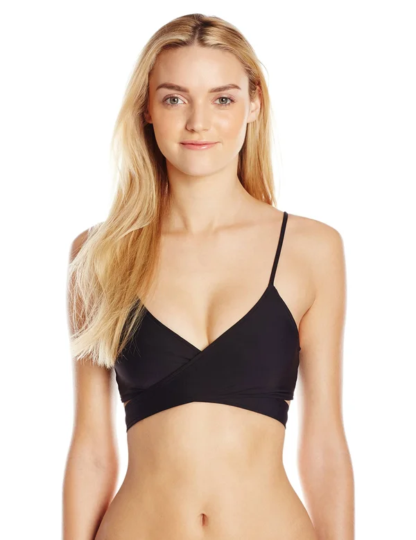 L*Space Swimwear Black Sweet & Chic Chloe Wrap Bikini Top (D - Xl) $79 Nwt