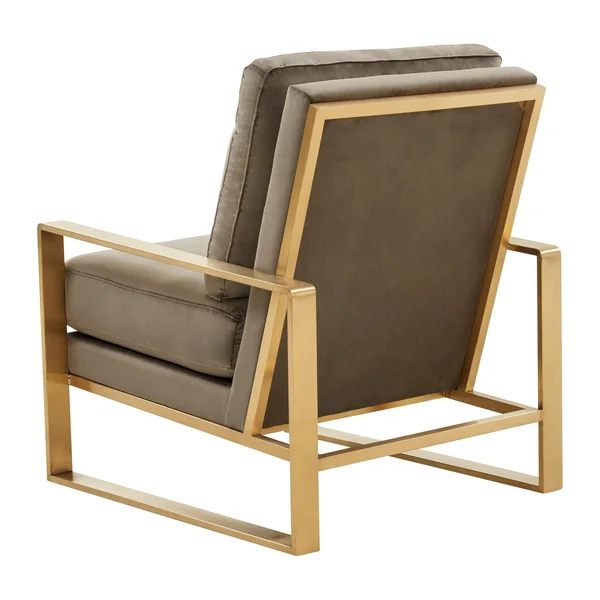 LeisureMod Jefferson Velvet Design Accent Armchair with Gold Frame Purple