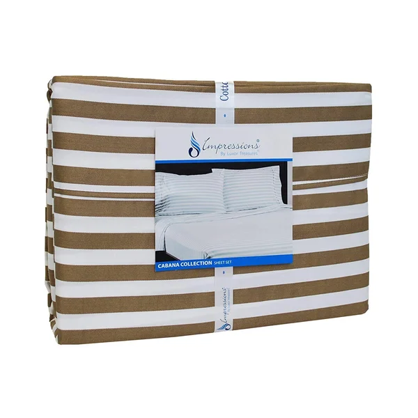 Superior Cotton Rich 600 Thread Count Cabana Sheet Set Full-Taupe