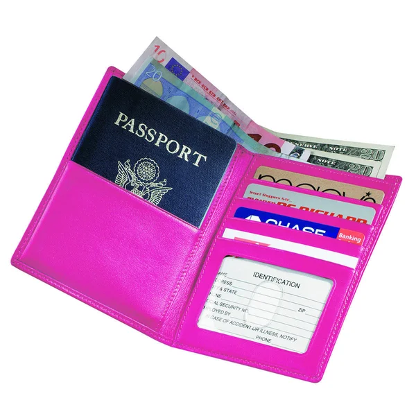 Royce Leather Passport Currency Wallet, Wildberry