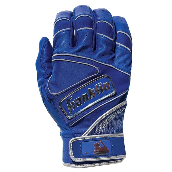 Franklin Powerstrap Chrome Adult Batting Gloves - Royal Large