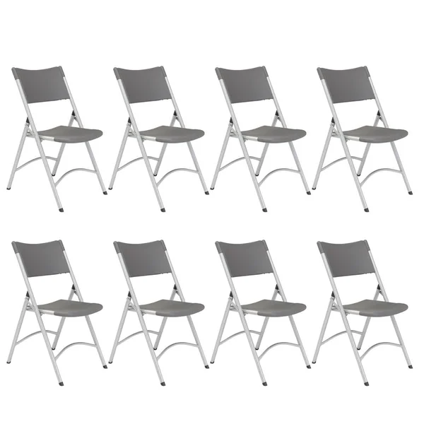 National Public Seating 600 Series Heavy Duty Plastic Folding Chair, Charcoal Slate (Pack of 8)