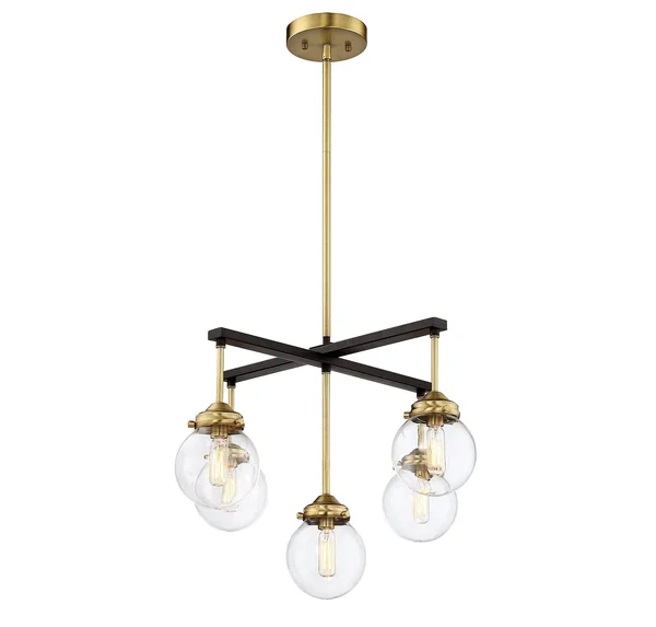 Meridian M10041ORBNB 5 Light Chandelier - Oil Rubbed Bronze with Brass