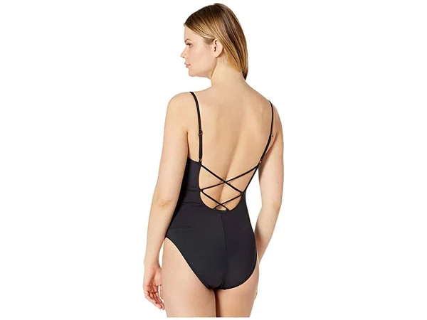 La Blanca Island Goddess Lace-Up One-Piece Black, Women's, Size: 0
