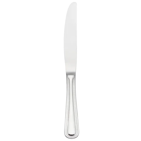 World Tableware 407 5501 Calais 10x22 18/8 Stainless Steel Extra Heavy Weight Solid Handle Dinner Knife with Serrated Blade - 12