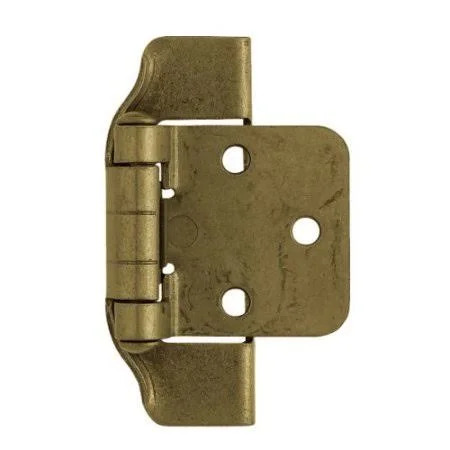H01915C-AE-O 1/2 inch Steel Stamped Semi-Wrap Overlay Hinge (Set of 2), Antique English, Overall Length: 1-11/16 in. (43mm) by L
