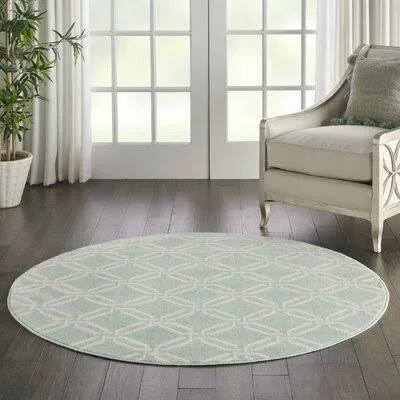 Garnier Seafoam Green/Ivory Rug Ebern Designs Rug Size: Round 5&3x22