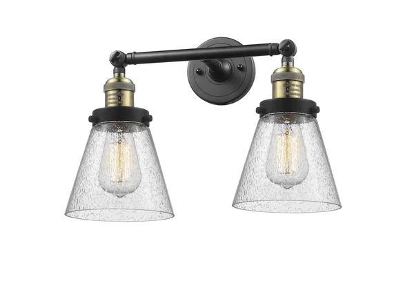 Innovations Lighting-208-BAB-G64-Small Cone - 16 inch 2 Light Bath