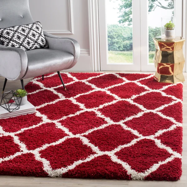 Safavieh Hudson Shag SGH283R Red/Ivory 6& x 9& Area Rug