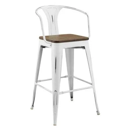 Modway Promenade Metal 41.5 in. Bar Stool, White