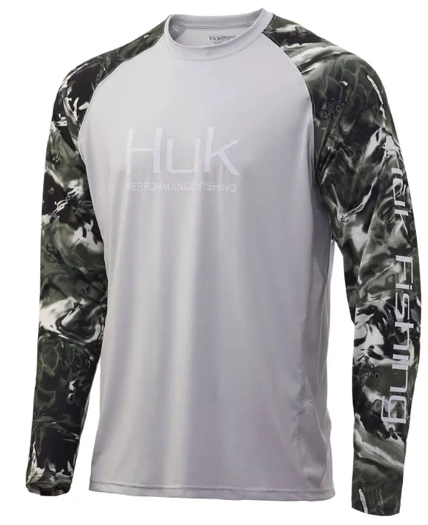 Huk Men's Mossy Oak Hydro Freshwater Double Header Small Long Sleeve Shirt, Oak