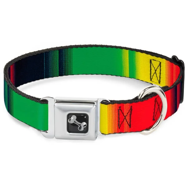 Buckle-Down 15-26x22 Zarape4 Vertical Rasta Dog Collar Bone, Large