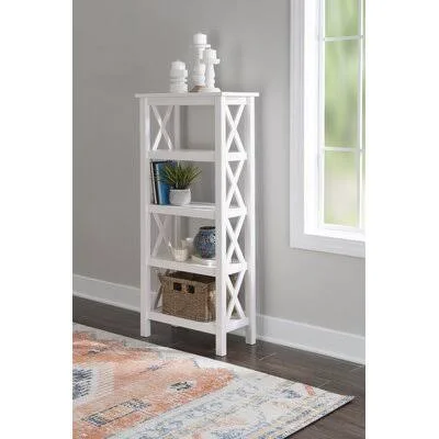 Stimpson 54.4x22 H x 24.55x22 W Solid Wood Etagere Bookcase Sand & Stable Color: White