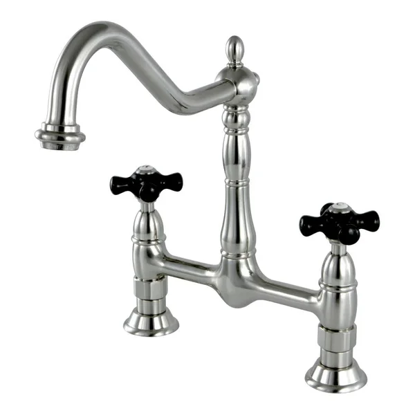 Kingston Brass KS1178PKX Duchess Bridge Kitchen Faucet - Brushed Nickel
