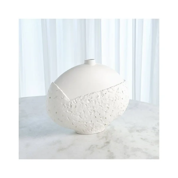 Global Views Asymmetrical Stipple Vase Matte White Large
