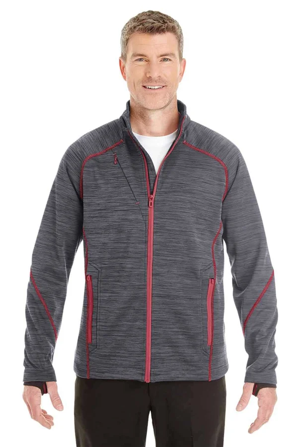 North End 88697 Men's Flux M閘ange Bonded Fleece Jacket Carbon/ Oly Red-M