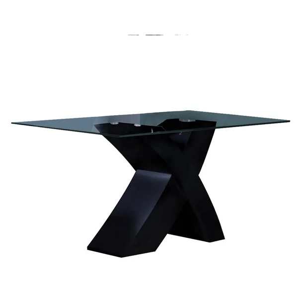 Rectangular Dining Table Black & Clear Glass