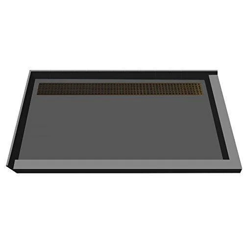 Tile Redi Double Threshold Shower Base with Designer Grate, Bronze