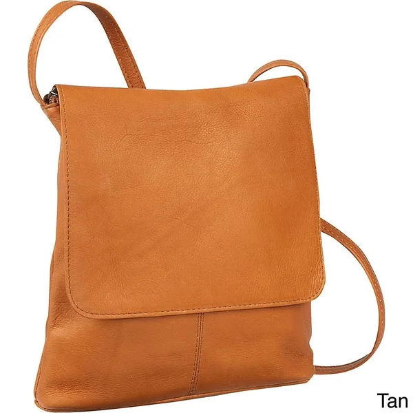 Le Donne Women's Leather Simple Flap Over, Tan