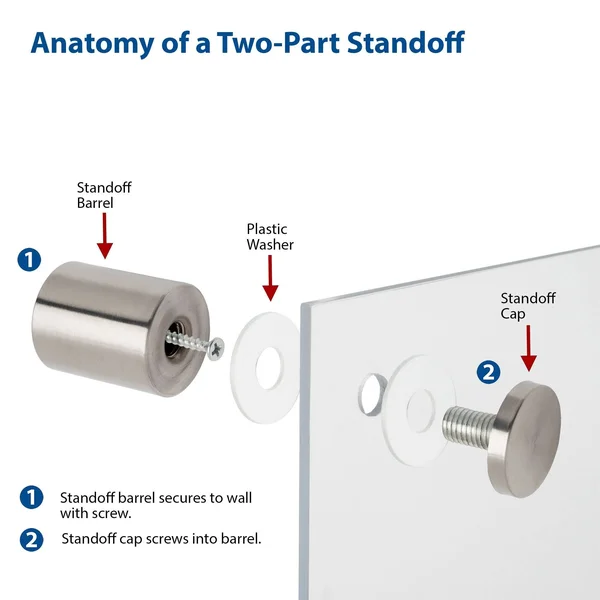 Outwater Stainless Steel Standoff 3/4 inch Diameter x 3/4 inch Barrel Length Brushed Finish 48 Piece Small Store Pack - 0 - Silv