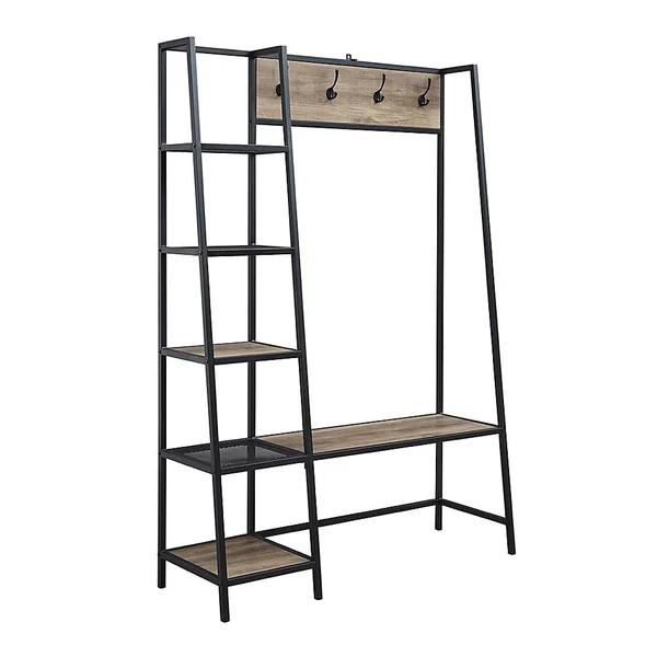 Forest Gate Brownlow Industrial Modern Hall Tree in Grey Wash