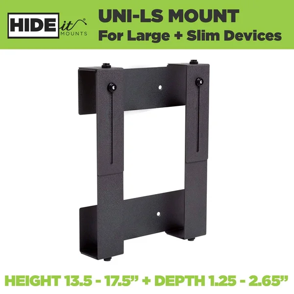 HIDEit Mounts Adjustable Wall Mount for Slim, Large Device (Black) HIDEit Uni-LS
